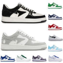 New Designer Casual Shoes men women Sta Low platform sneakers Nigo Bathing Apes shoe Shark Black white Patent Leather Green ABC Camo Blue women outdoor trainers