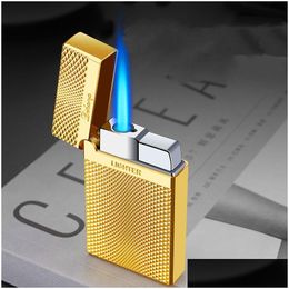 Lighters New Oblique Tobacco Pipe Flint Lighter Sound Windproof Jet Butane Gas Metal Cigar Cigarette Gadgets For Men Drop Delivery Hom Dhaqt