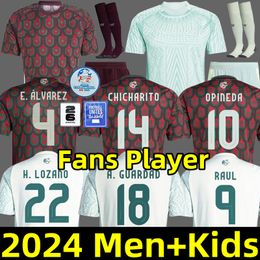 2024 Mexico Copa America Soccer Jerseys RAUL CHICHARITO LOZANO DOS SANTOS 24 25 H. LOZANO E. ALVAREZ Men Kids kits Football Shirts Uniforms Fans Player Version Jersey