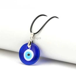 Pendant Necklaces FSUNION Vintage Turkish Blue Evil Eye Pendant Choker Necklace Lucky Clavicle Chain Party Jewellery For Women 2024 Gifts 240330