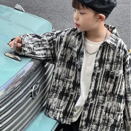 Jackets Children Shirt Jacket 2024 Spring Autumn Boys Loose Fashionable Long Sleeve Casual Simple Cool Coat For Kids