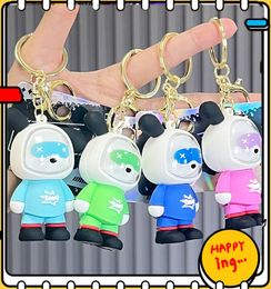 Creative Space Crowd Cool Bear Keychain Cartoon Astronaut Couple Bag Pendant Car Keyring Wholesale