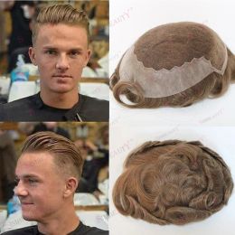 Toupees Toupees Undetectable Natural Hairline Q6 Breathable Lace Men Toupee Super Durable Human Hair Blonde Prosthesis Male System Hairpie