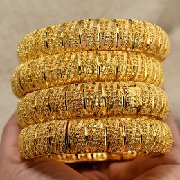 Bangles Annayoyo 4Pieces 24k Gold Color bangles for women gold bracelets wedding party Bridal jewelry joias ouro Factory Price Vint