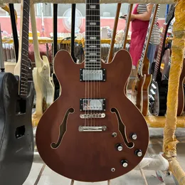 335 Electric Guitar, Brown Color, Matte Finished, Semi Hollow Body, Rosewood Fingerboard,6 Strings Guitarra hollow body guitar right