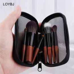 Brushes Loybj 9pcs Protable Makeup Brushes Set Mini Cosmetic Brush Powder Foundation Blush Blooming Eyebrow Eyeshadow Blending Brush Kit