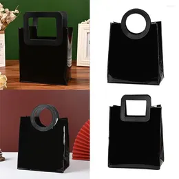 Gift Wrap PVC Bag High Quality Transparent Black Handhold Packaging Tote Waterproof Square/Round Handle Shopping Bags