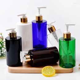 Storage Bottles 20pcs 300ml Empty Clear Black Blue Brown Plastic Bottle With Gold Pump For Shower Gel Liquid Soap Shampoo Cosmetic Packaging