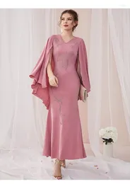 Ethnic Clothing Fashion Women Bodycon Embroidery Cloak Maxi Dress Evening Party Gown Dubai Abaya Muslim Kaftan Eid Ramadan Jalabiya Djellaba