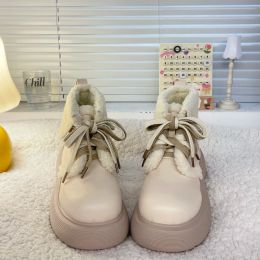 Boots New in women boots Winter Short plush White platform boots college girls Lolita shoes Japanese JK Ankle Boots Women Shoes