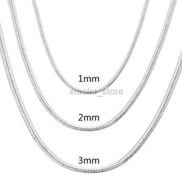 Pendant Necklaces 40-75cm 925 Sterling Silver 1MM/2MM/3MM solid Snake Chain Necklace For Men Women Fashion Jewellery for pendant free shipping 240401