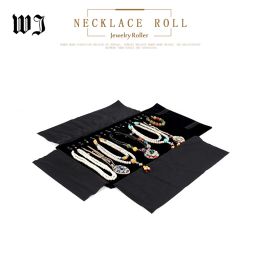 Display Black Jewellery Display Rolls Travel Portable Organiser Multi Funtional Bag Foldable for Earring Ring Chain Necklace Storage Cases