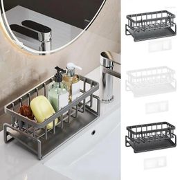 Kitchen Storage Caddy For Countertop Bottle Rack Sponge Holder With Drain Tray Stainless Steel Organizer Household Accessories