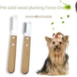 Handle Dog Stainless Steel Brushes Grooming Combs for Dog Pets Comb Coat Stripping Knife Stripper Trimmer Wooded Cleaning Tool