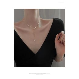 Chains Sterling Sier Pearl Necklace Niche Design French Simple Clavicle Chain 2024 Trendy Womens Tassel Drop Delivery Jewellery Necklace Dhasl
