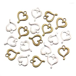 Charms 30PCS 14X18mm 2 Colour 2024 Product Wholesale Metal Alloy Hollow Heart Pendant For Jewellery Making DIY Handmade Craft