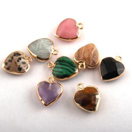 Bracelets Rh Natural Stone Heart Pendants Hole Connector for Jewelry Making Diy Bracelet Charm for Making Jewelry