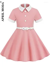 Party Dresses 2024 Little Girl Vintage Dress Patchwork Solid Summer Robe Pin Up Retro 50s 60s Rockabilly Pinup Sundress Vestidos