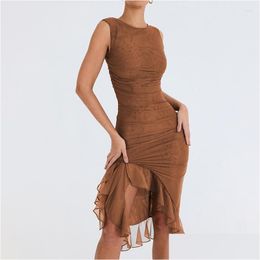 Womens Swimwear Bathing Suit Er Ups Women Sundresses Ladies Dress Long Korean Fashion Summer 2023 Round Collar Sleeveless Ruffle Drop Dhemn