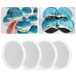 12Pcs Round er Resin Moulds DIY 10cm Disc Shape Wine Glass Cup Mat Placemat Silicone Mould Home Table Heat Insulation Pads 240315