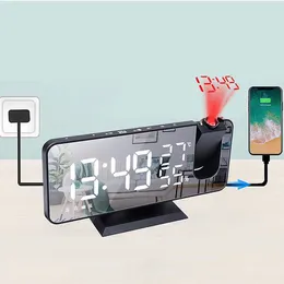 Table Clocks LED Digital Alarm Clock Projector Watch Electronic Desktop Wake Up FM Radio Time Projection Snooze USB 2 Music