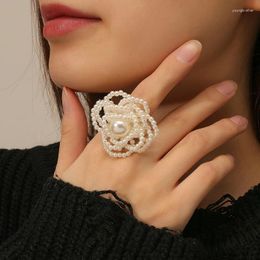 Cluster Rings Fashion Jewelry Elegant Full Pearl For Women Adjustable European American Style Wrap Wedding Finger