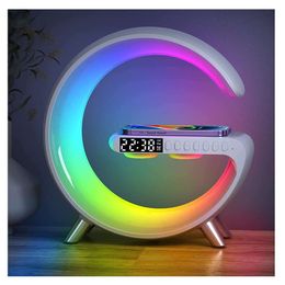 2023 New Intelligent LED Desk Lamp, 4-in-1 Wireless Charger Night Application Controlled Bluetooth Speaker Alarm Clock, Office, Study, Bedside Charging Light,