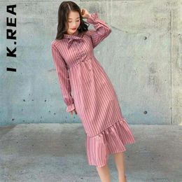 Casual Dresses I K.Rea Fashion A-Line Lantern Sleeve Loose Streetwear Basic Outfits All-Match Harajuku Female Vestidos