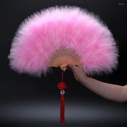 Decorative Figurines Handheld Fan Fluffy Handmade Fan-shaped Decoration Beautiful Furry Hand Folding Fans For Pography Stage Ventilador Com