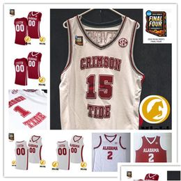 College Basketball Wears Collin Ten Brandon Miller Alabama 2024 Mens Final Four Jersey Juwan Gary Jusaun Holt John Petty Jr. Crimson T Otw17