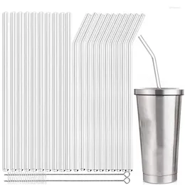 Drinking Straws 8x250mm Long Glass Pack Of 20 Reusable Clear For Bar Party Smoothie Milkshakes Cocktail