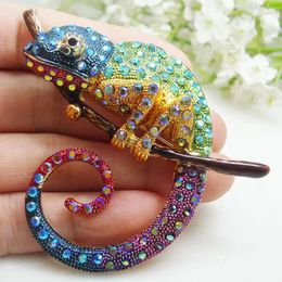 Brooches Vintage Chameleon Animal Woman's Pendant Brooch Pin Rhinestone Crystal Gifts