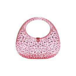 Shiny and Invisible Transparent Acrylic Goose Egg Box Dinner Bag with Diamond Water Diamond Moon Handbag 230724