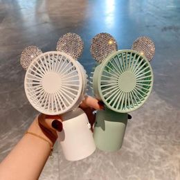 Decorative Figurines Usb Mini Wind Power Handheld Fan Rhinestones Lovely Rechargeable Convenient And Ultra-quiet Portable Office Cooler