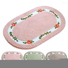 Bath Mats Floral Bathroom Mat Anti-skid Water Absorption Doormat Bedroom Carpet Floor Hairy Flower Rug For Kitchen