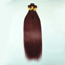 99J Straight Human Hair Bundles Burgundy Red Brazilian 134 Weave For Black Woman 240327