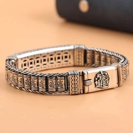 Chain Buddhism Pixiu Feng Shui Bracelet Mantra Amulet Pussy Attracting Wealth Health Letter Mens Rotating Charm Bracelet Gift Q240401