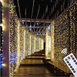 LED Strings LEDSONLINE New Year Christmas Curtain Light 3x3m 300 5V USB led garland fairy lights string Waterproof IR Remote DIM YQ240401