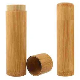 Storage Bottles 2 Pcs Bamboo Tea Kitchen Canister Coffee Bean Container Leaves Containers Wooden