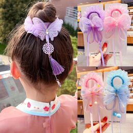 Hair Accessories 2PCS Cute Butterfly Flower Girls Kids Elastic Bands Children Ties Princess Baby Headwear