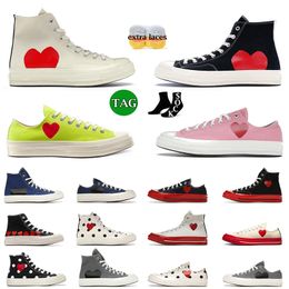 Women Mens Designer 1970s Canvas Casual Shoes Heart Print all star classic Chucks Play Polka Dot Black White High Low trainers sports lovers platform sneakers 35-44