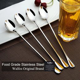 Coffee Scoops 6pcs Stainless Steel Spoon Ice Tea Milkshake Multi-Purpose Round For Household Kitchen 19.5x2.8cm