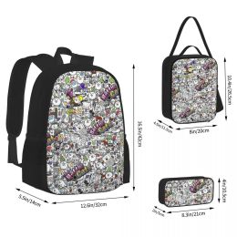 Bags Battle Cats Backpacks Boys Girls Bookbag Children School Bags Cartoon Kids Rucksack Lunch Bag Pen Bag ThreePiece Set