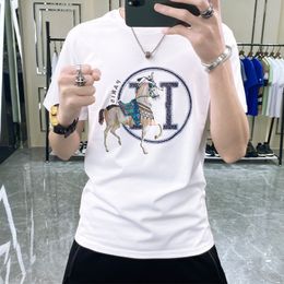 Mercerized Cotton Casual Short Sleeve round Neck Sweat-Absorbent Breathable Men's Summer Wear Half Sleeves Non-Hooded Youth Urban Simple Fashion