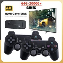 Consoles Video Game Stick Lite 4K HDMI Video Game Console 64GB Double Wireless Controller For 20000+ Retro Games Box Kid Xmas Gift