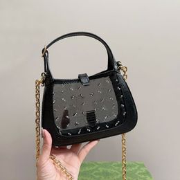 Jackie Mesh Hand Clutch Bag Diamond Letters Genuine Leather Golden Hardware Samll Chain Handbags Purse Designer Mini Tote 5a Quality
