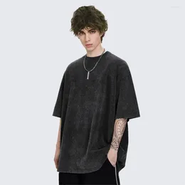 Men's T Shirts Harajuku Pure Colour Washed T-shirts Men Short Sleeve Tees Fashion Brand Casual Clothing Unisex Oversized Summer Male Tops