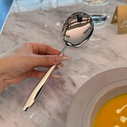 Spoons Large Size Stainless Steel Serving Spoon Household Smooth Edges Polished Surface Ladle Long Handle Soup Restaurant