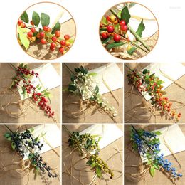 Decorative Flowers Artificial Red Berries Simulation Foam Branches For Year Party Christmas DIY Wreath Xmas Tree Garden Decorations