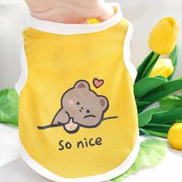 Dog Apparel Puppy Cartoon Clothes Summer Thin Style T-shirt Teddy Softer Than Bear Pullover Small Pomeranian Vest Yellow